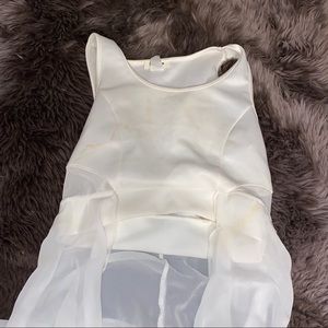 White crop top with sheer attachment